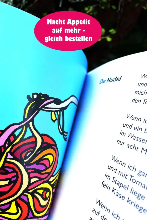 weiterso-nudel_hk_b+werb Kuscheltier Lama mit Gedichtband